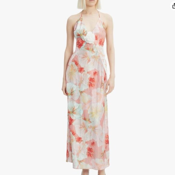 Bardot Aradia Rosette Floral Plunge Halter Gown | Size 10 (M) - Picture 1 of 10